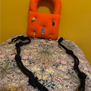 Vibrant Orange Mini Bag with Black Strap